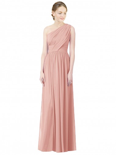 A-Linien Eine-Schulter Chiffon Lange Brautjungfernkleider Online