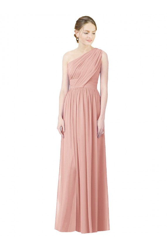 A-Linien Eine-Schulter Chiffon Lange Brautjungfernkleider Online