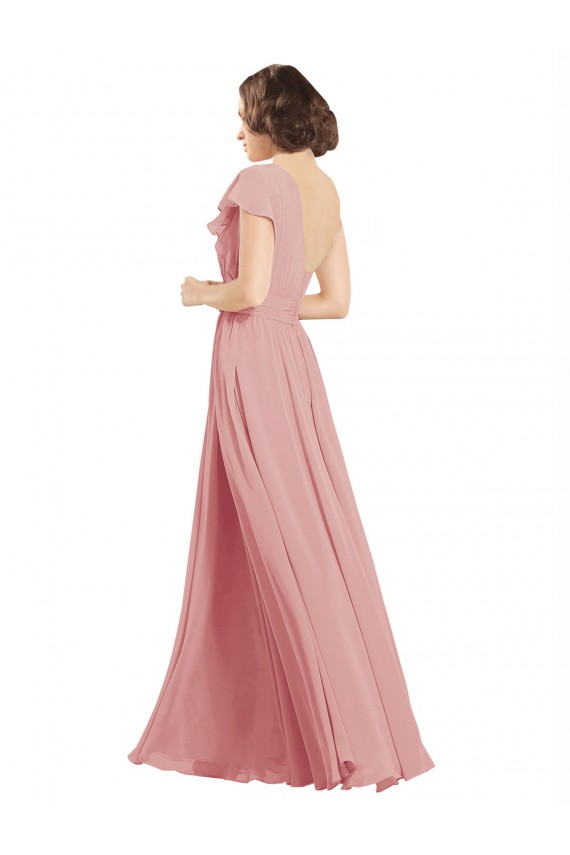A-Linien Eine-Schulter Chiffon Lange Brautjungfernkleider Online