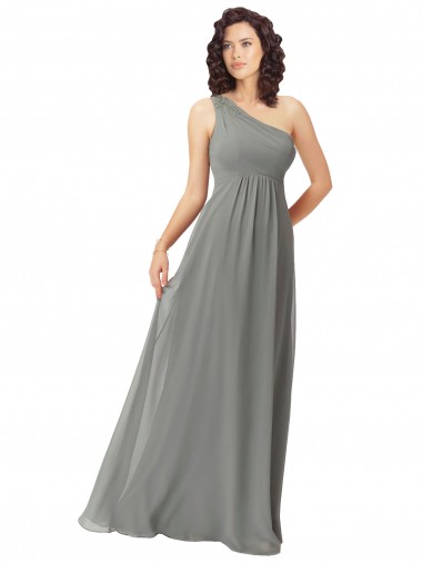A-Linien Eine-Schulter Chiffon Lange Brautjungfernkleider Online
