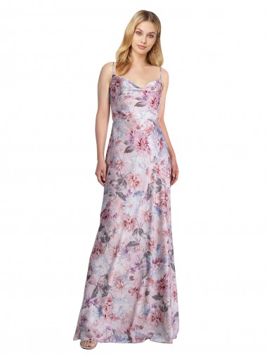 A-Linien Haube Ausschnitt Stretch-Satin Blumen Lange Formale Brautjungfernkleider / Abendkleider Online