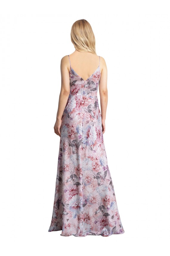 A-Linien Haube Ausschnitt Stretch-Satin Blumen Lange Formale Brautjungfernkleider / Abendkleider Online