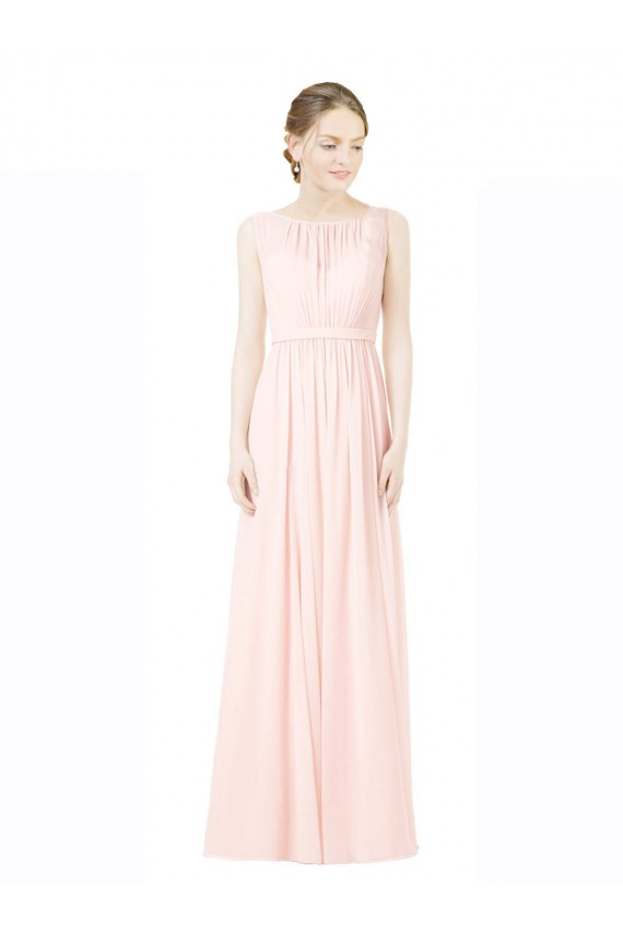 A-Linien Jewel Chiffon Lange Brautjungfernkleider Online