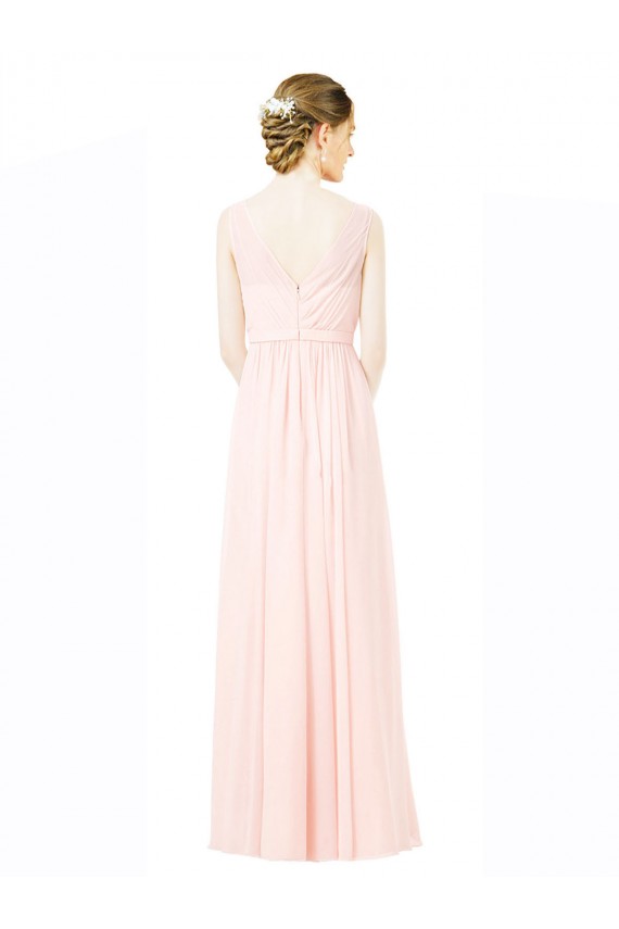 A-Linien Jewel Chiffon Lange Brautjungfernkleider Online