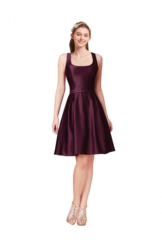A-Linien Knielang Satin Kurze Brautjungfernkleider / Abiballkleider / Cocktailkleider / Heimkehr Kleider Online
