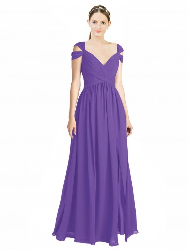 A-Linien Off-Schulter Chiffon Lange Brautjungfernkleider Online