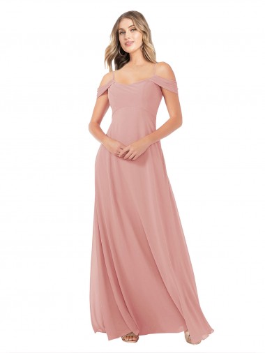 A-Linien Off-Schulter Chiffon Lange Brautjungfernkleider Online