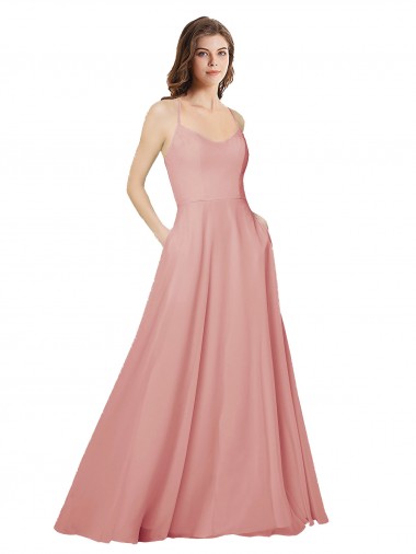 A-Linien Trägerlos Chiffon Lange Brautjungfernkleider Online