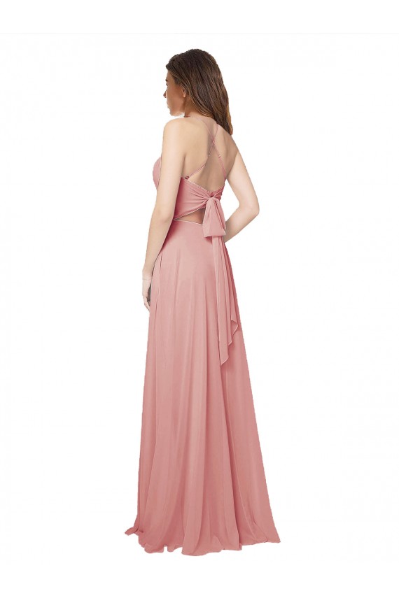 A-Linien Trägerlos Chiffon Lange Brautjungfernkleider Online
