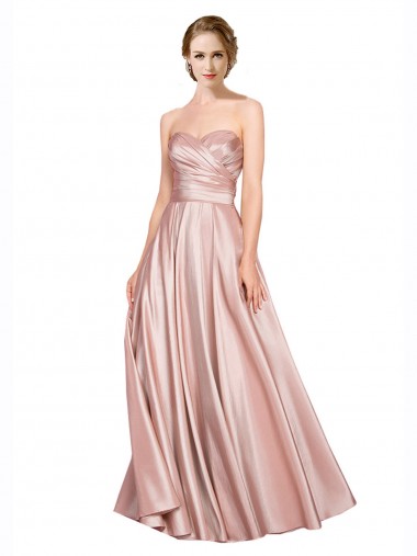 A-Linien Trägerlos Stretch-Satin Lange Formale Brautjungfernkleider / Abendkleider / Abiballkleider Online
