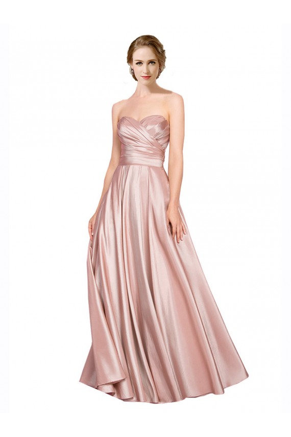 A-Linien Trägerlos Stretch-Satin Lange Formale Brautjungfernkleider / Abendkleider / Abiballkleider Online