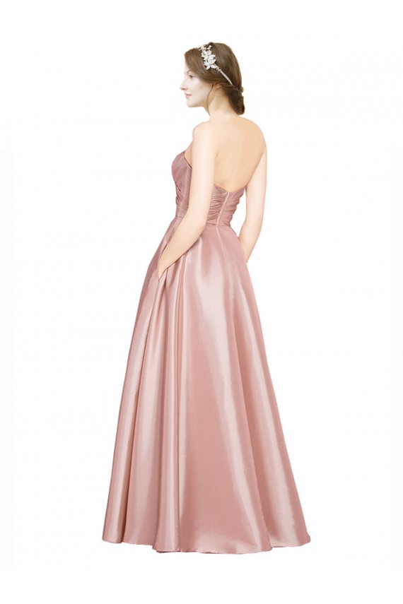 A-Linien Trägerlos Stretch-Satin Lange Formale Brautjungfernkleider / Abendkleider / Abiballkleider Online