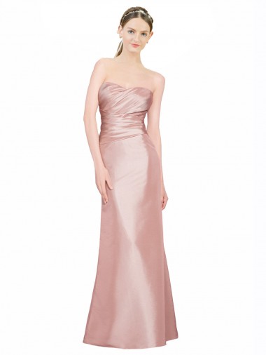 A-Linien Trägerlos Stretch-Satin Lange Formale Brautjungfernkleider / Abendkleider / Abiballkleider Online
