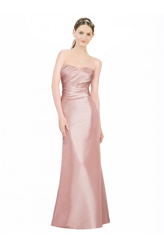 A-Linien Trägerlos Stretch-Satin Lange Formale Brautjungfernkleider / Abendkleider / Abiballkleider Online