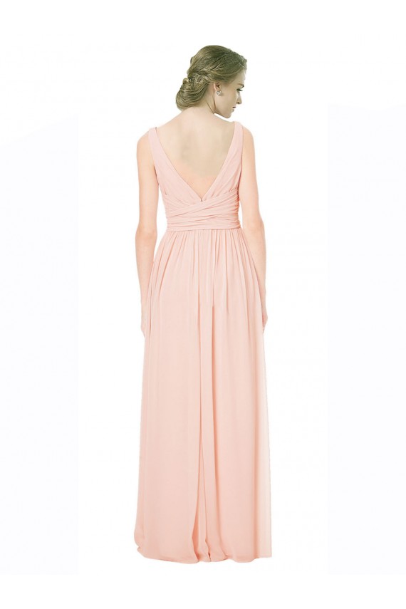 A-Linien V-Ausschnitt Chiffon Lange Brautjungfernkleider Online
