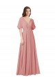 A-Linien V-Ausschnitt Chiffon Lange Brautjungfernkleider Online