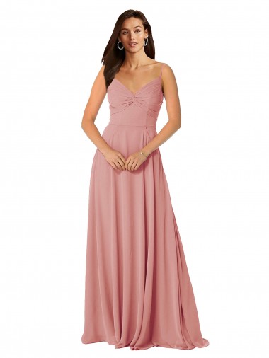 A-Linien V-Ausschnitt Chiffon Lange Brautjungfernkleider Online