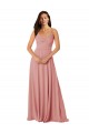 A-Linien V-Ausschnitt Chiffon Lange Brautjungfernkleider Online