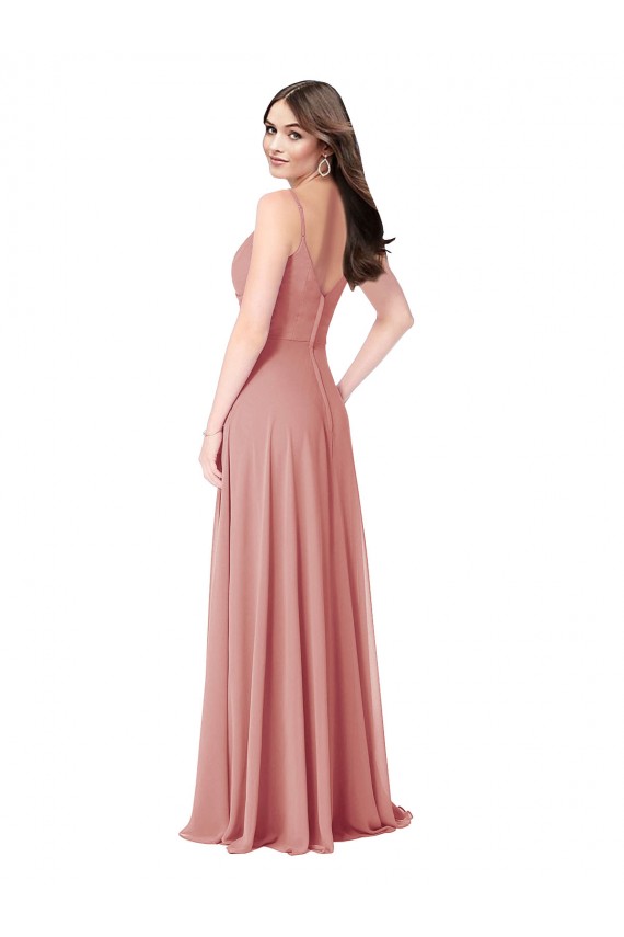 A-Linien V-Ausschnitt Chiffon Lange Brautjungfernkleider Online