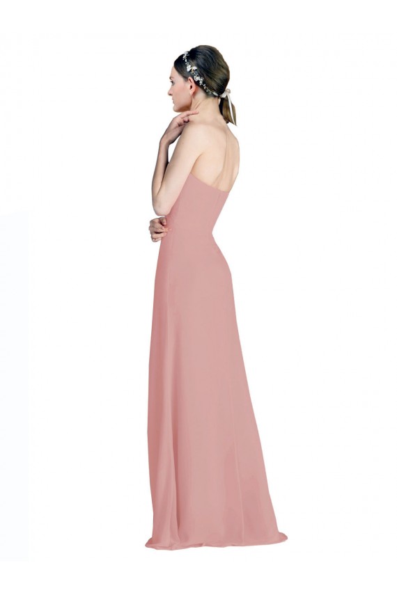 Altrosa A-Linien Chiffon Lange Brautjungfernkleider Online