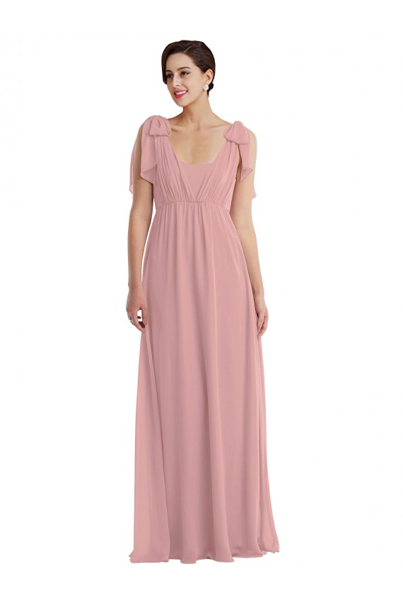 Altrosa A-Linien Neckholder Chiffon Lange Brautjungfernkleider Online