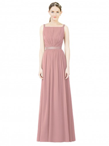 Altrosa A-Linien Stehkragen Ausschnitt Chiffon Lange Brautjungfernkleider Online