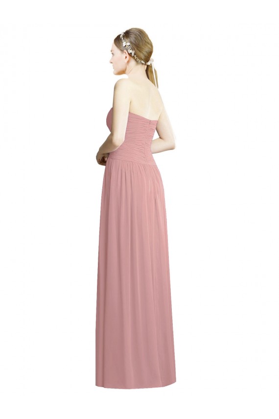 Altrosa A-Linien Trägerlos Chiffon Lange Formale Brautjungfernkleider / Abendkleider Online