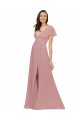 Altrosa A-Linien V-Ausschnitt Chiffon Lange Brautjungfernkleider Online