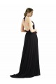 Austernsilber A-Linien Neckholder Chiffon Lange Brautjungfernkleider Online