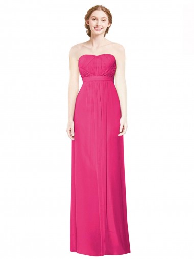 Azalee A-Linien Trägerlos Chiffon Lange Brautjungfernkleider Online