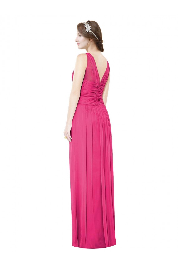 Azalee A-Linien V-Ausschnitt Chiffon Lange Brautjungfernkleider Online