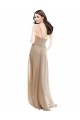 Champagner A-Linien Stehkragen Ausschnitt Chiffon Lange Brautjungfernkleider Online