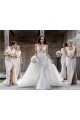 Champagner A-Linien V-Ausschnitt Chiffon Lange Brautjungfernkleider Online