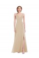 Champagner A-Linien V-Ausschnitt Chiffon Lange Brautjungfernkleider Online