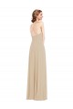 Champagner A-Linien V-Ausschnitt Chiffon Lange Brautjungfernkleider Online