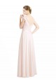 Creme Rosa A-Linien Chiffon Spitze Lange Brautjungfernkleider Online