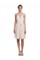 Creme Rosa A-Linien Neckholder V-Ausschnitt Knielang Chiffon Kurze Brautjungfernkleider / Cocktailkleider / Heimkehr Kleider Online