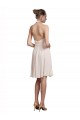 Creme Rosa A-Linien Neckholder V-Ausschnitt Knielang Chiffon Kurze Brautjungfernkleider / Cocktailkleider / Heimkehr Kleider Online