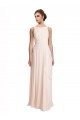 Creme Rosa A-Linien Stehkragen Ausschnitt Chiffon Lange Brautjungfernkleider Online