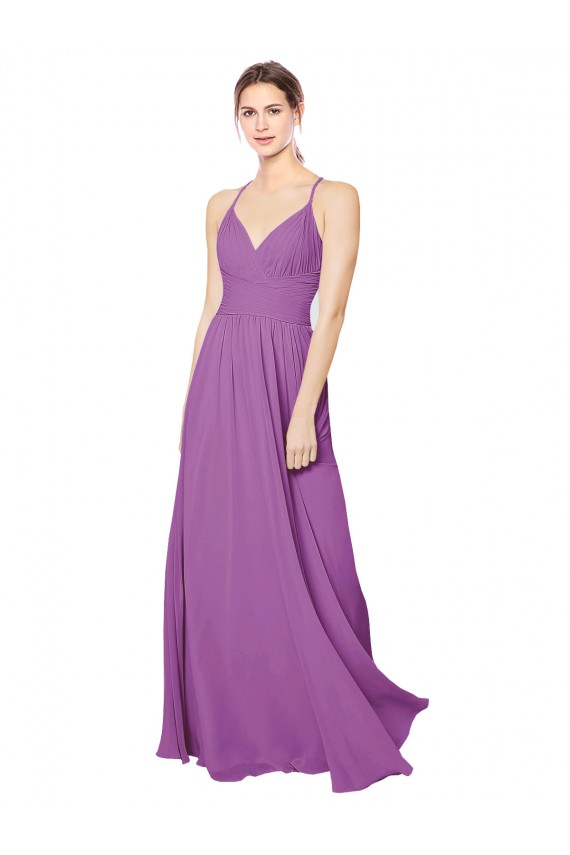 Dahlie A-Linien Chiffon Lange Brautjungfernkleider Online