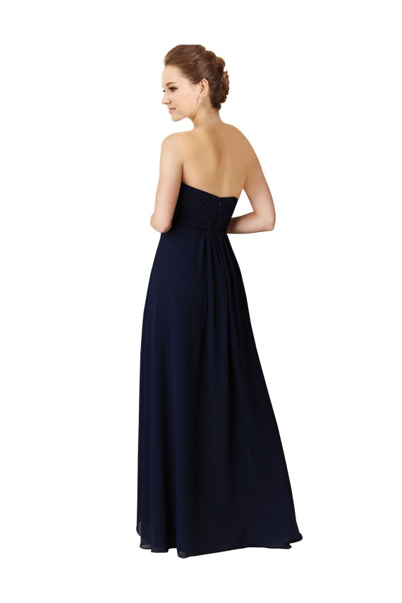 Dunkelmarine A-Linien Chiffon Lange Brautjungfernkleider Online