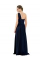 Dunkelmarine A-Linien Eine-Schulter Chiffon Lange Brautjungfernkleider Online