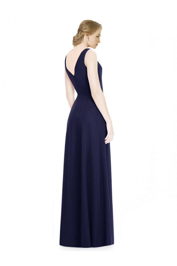 Dunkelmarine A-Linien Haube Ausschnitt Chiffon Lange Brautjungfernkleider Online