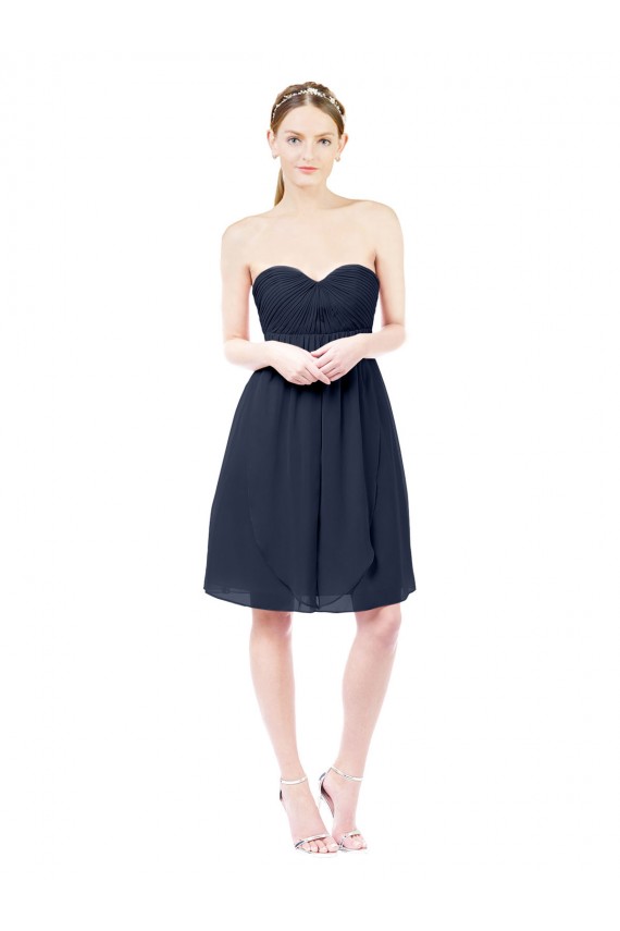 Dunkelmarine A-Linien Knielang Chiffon Kurze Brautjungfernkleider / Cocktailkleider / Heimkehr Kleider Online