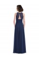 Dunkelmarine A-Linien Neckholder Chiffon Lange Brautjungfernkleider Online