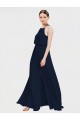 Dunkelmarine A-Linien Neckholder Chiffon Lange Brautjungfernkleider Online