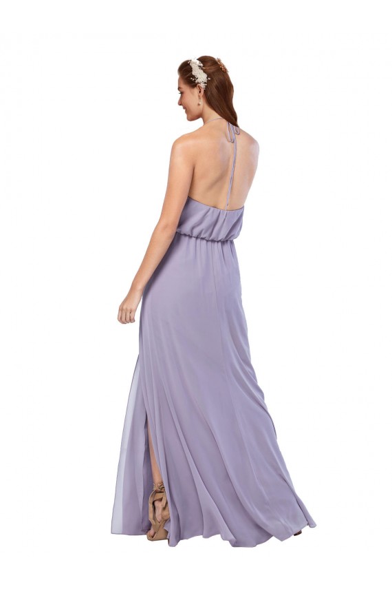 Dunkelmarine A-Linien Neckholder Chiffon Lange Brautjungfernkleider Online