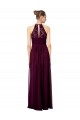 Dunkelmarine A-Linien Neckholder Illusion Ausschnitt Chiffon Spitze Lange Brautjungfernkleider Online