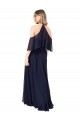 Dunkelmarine A-Linien Neckholder Stehkragen Ausschnitt Chiffon Lange Brautjungfernkleider Online