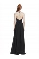 Dunkelmarine A-Linien Neckholder V-Ausschnitt Chiffon Lange Brautjungfernkleider Online
